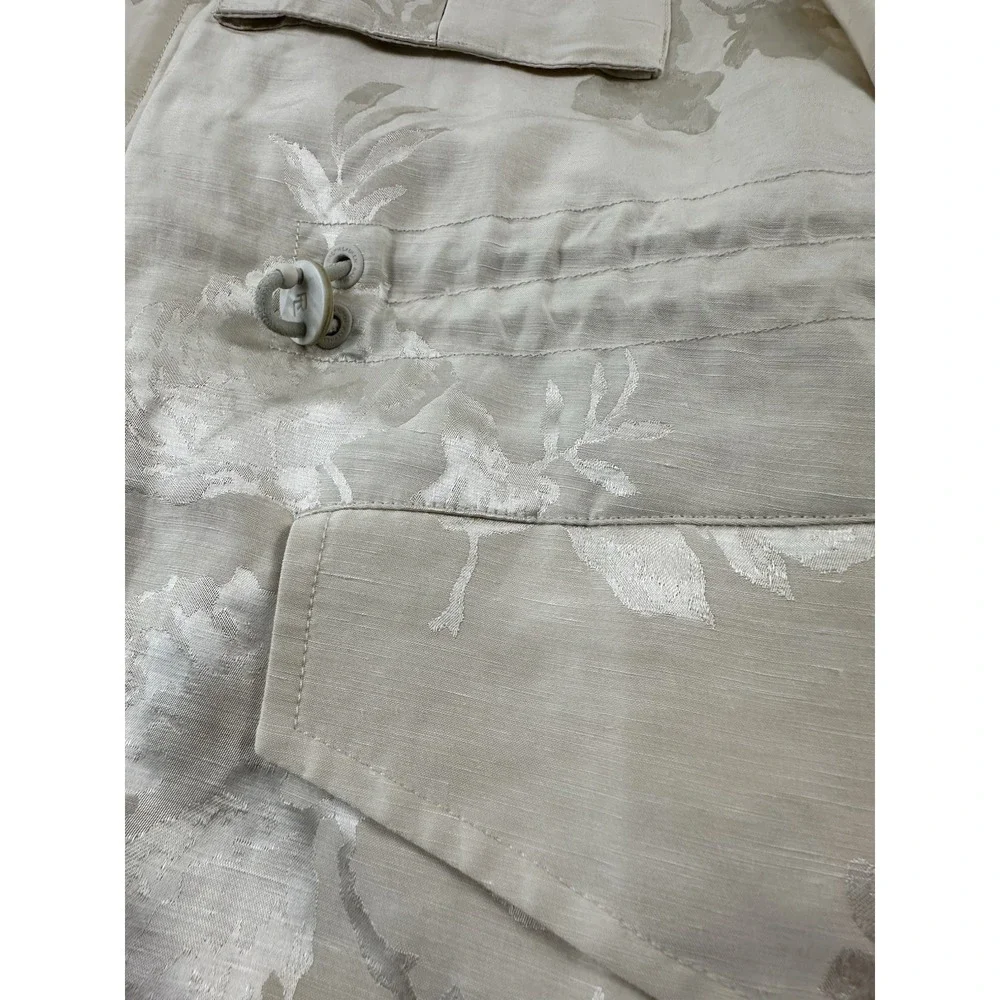 Ralph Lauren Purple Label Ivory Linen Blend Floral Hooded Padded Jacket SZ 4 NWT - Picture 5 of 14